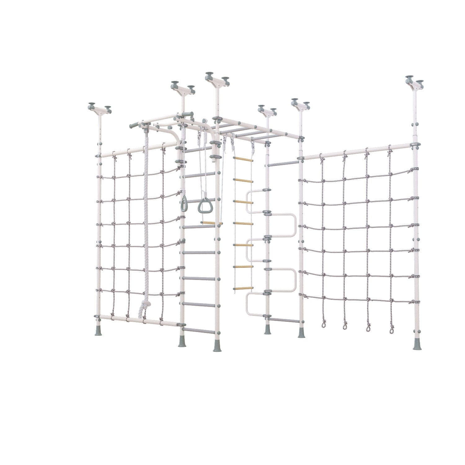 Cosmo - Indoor Climbing Playset with Double Monkey Bars and 2 Spider Nets
