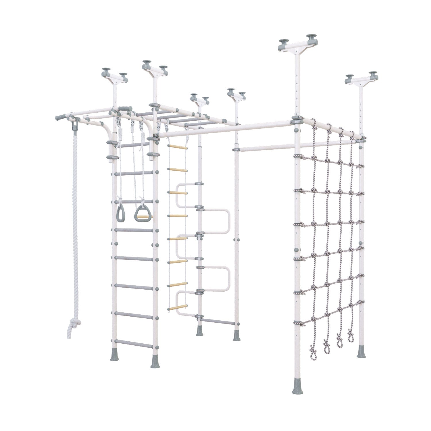 Jupiter Plus - Indoor Climbing Playset with Double Monkey Bars and Spider Net