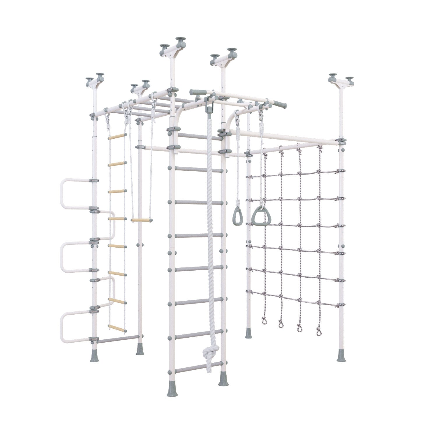 Jupiter Plus - Indoor Climbing Playset with Double Monkey Bars and Spider Net