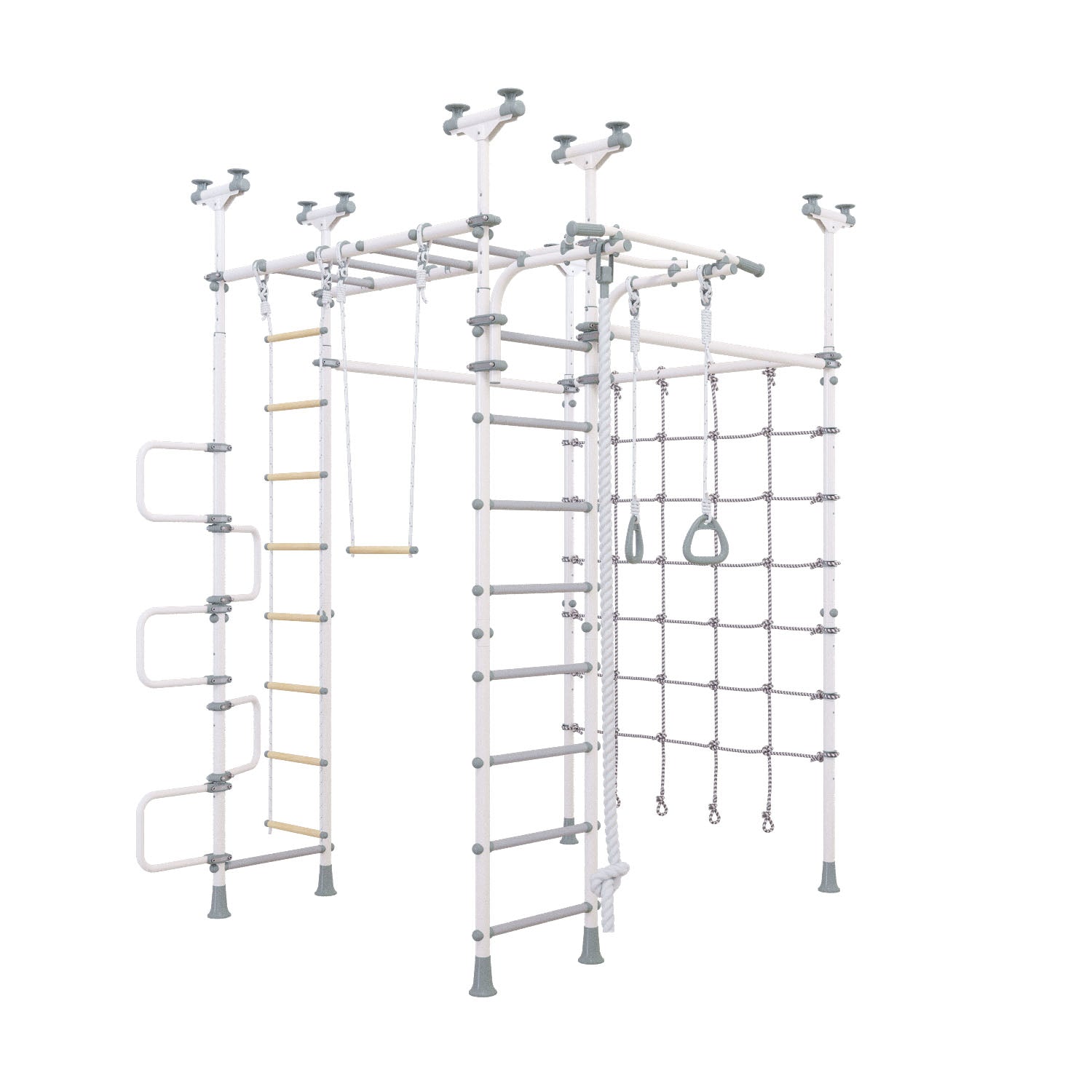 Jupiter Plus - Indoor Climbing Playset with Double Monkey Bars and Spider Net