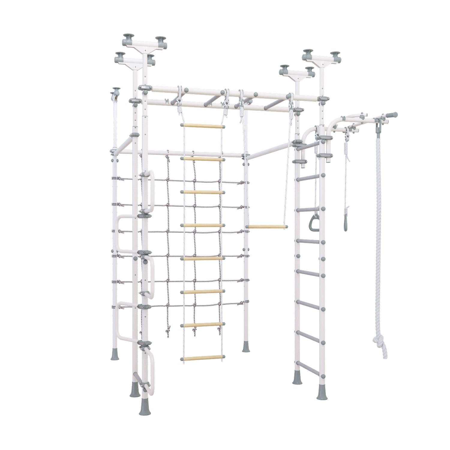 Jupiter Plus - Indoor Climbing Playset with Double Monkey Bars and Spider Net