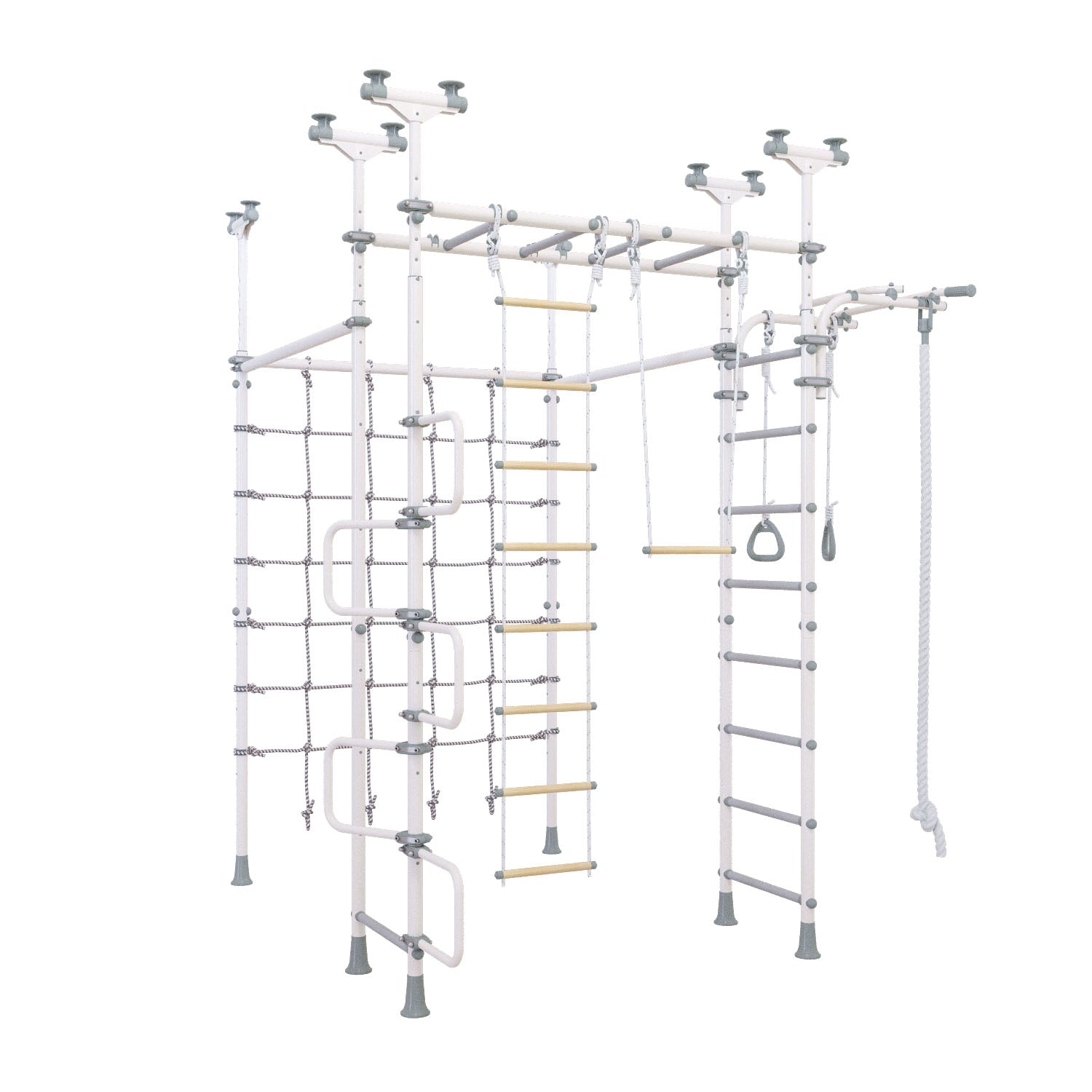 Jupiter Plus - Indoor Climbing Playset with Double Monkey Bars and Spider Net