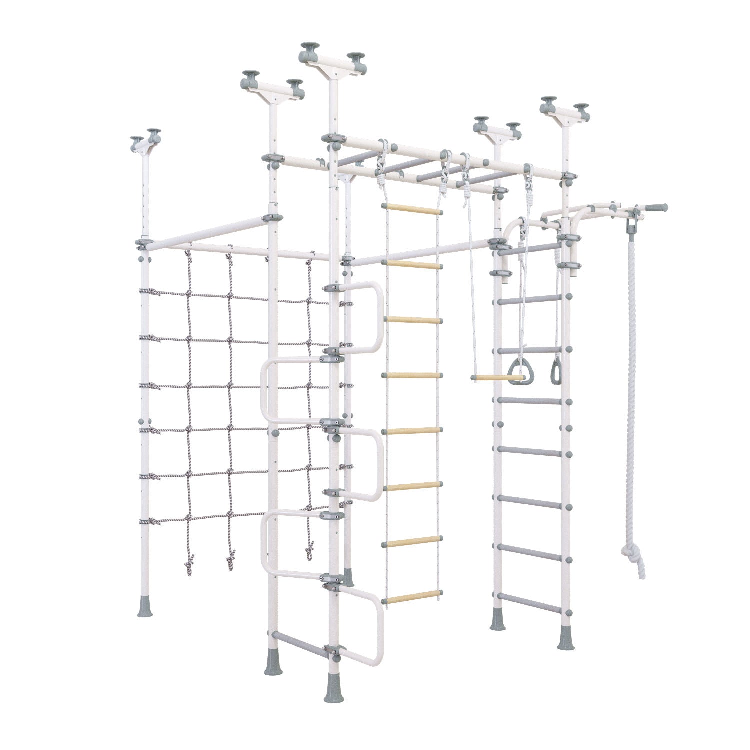 Jupiter Plus - Indoor Climbing Playset with Double Monkey Bars and Spider Net