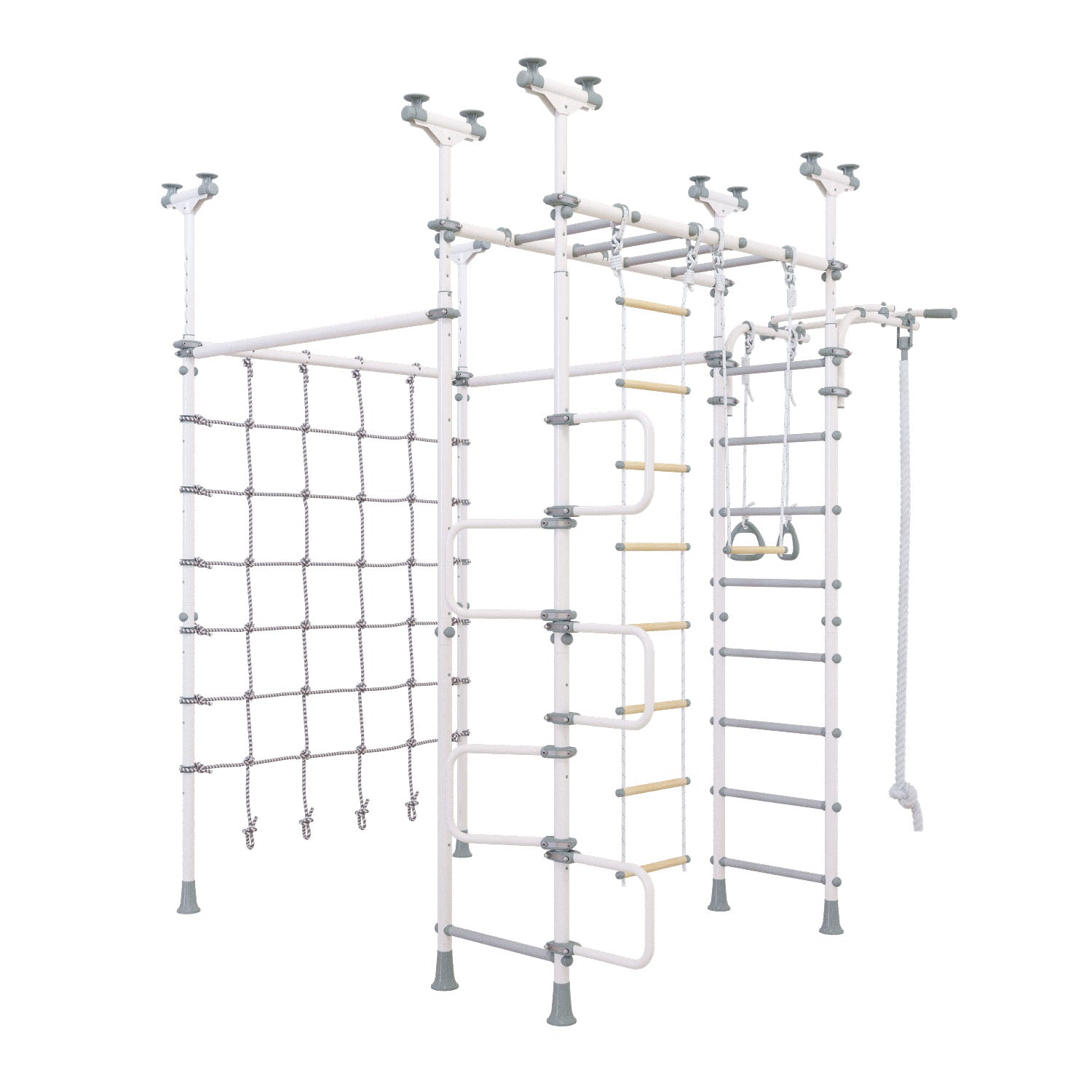 Jupiter Plus - Indoor Climbing Playset with Double Monkey Bars and Spider Net