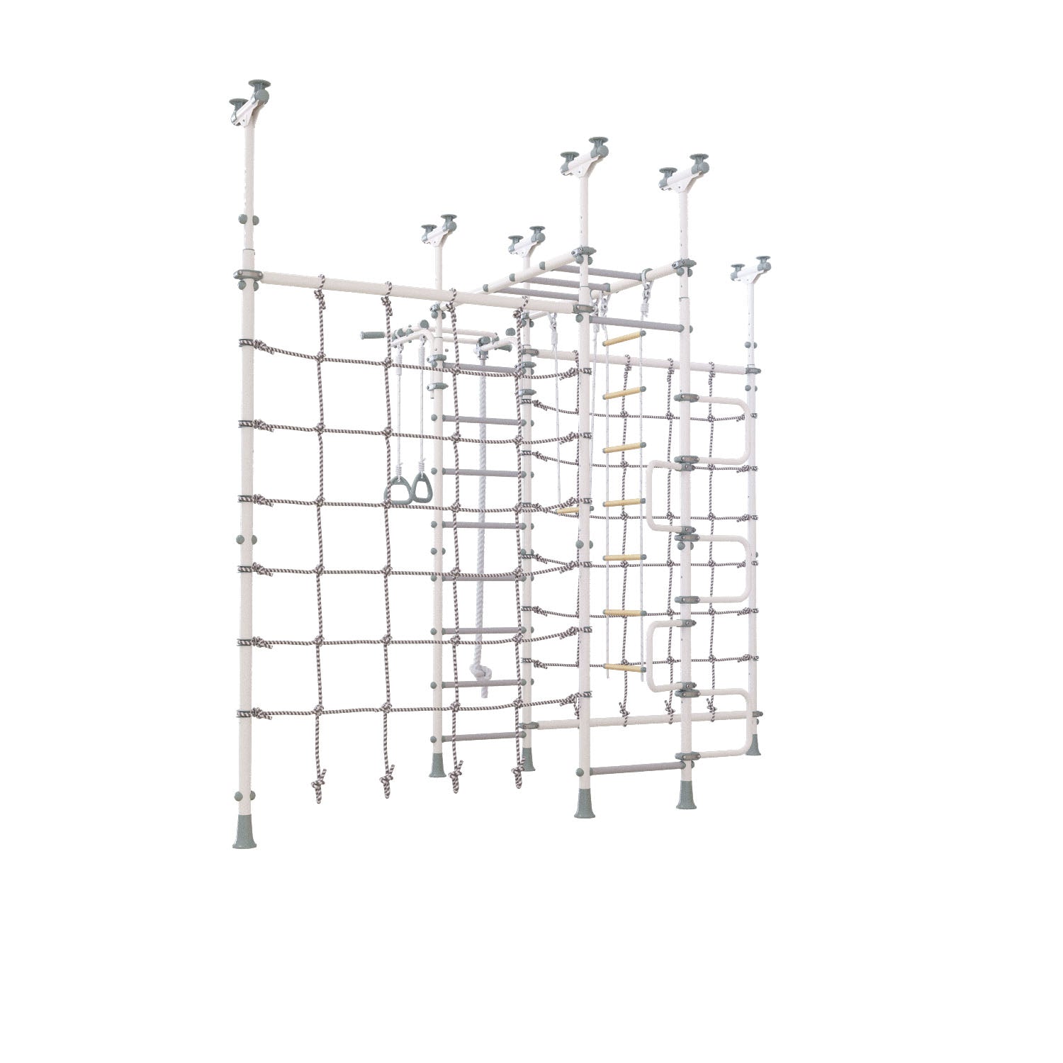 Cosmo - Indoor Climbing Playset with Double Monkey Bars and 2 Spider Nets
