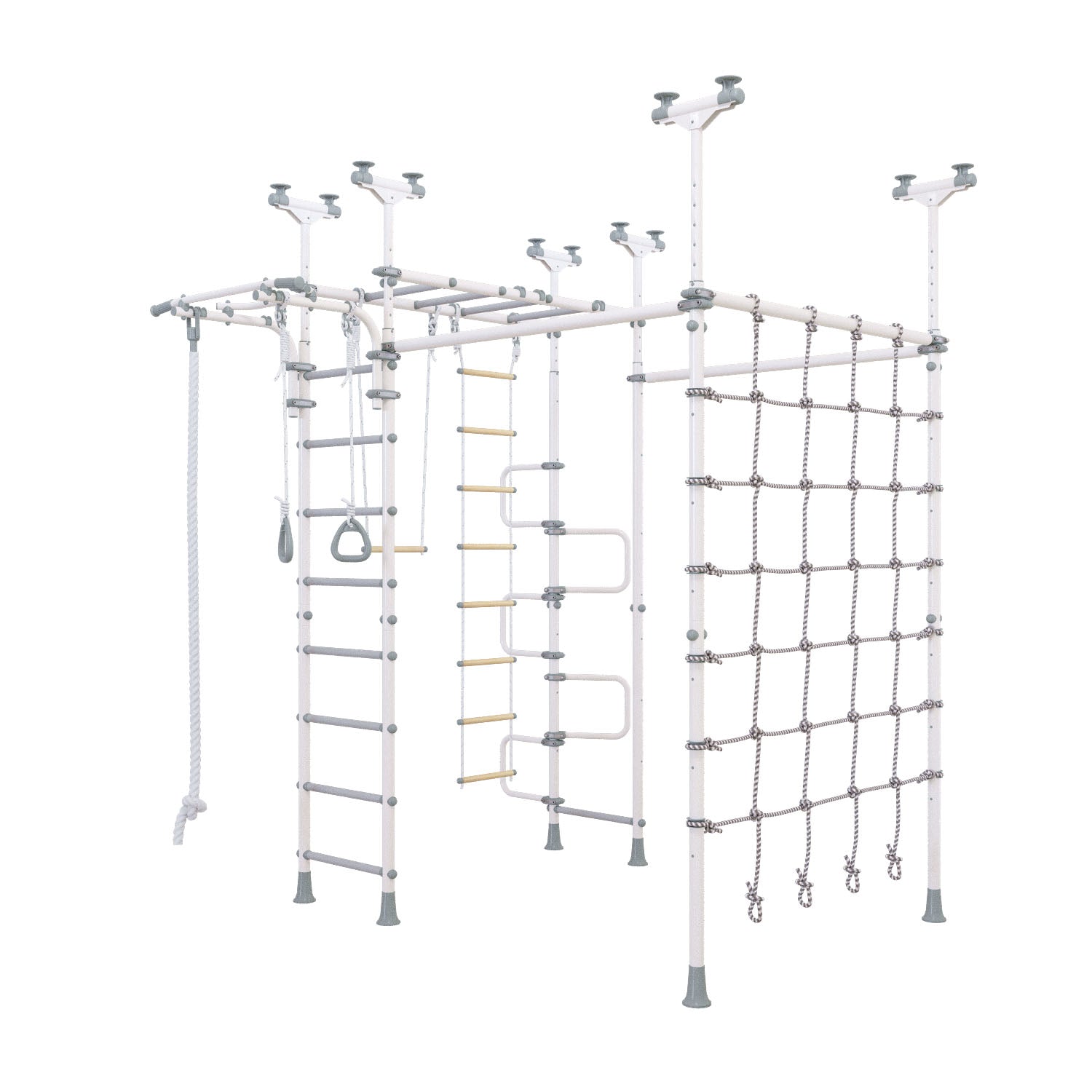 Jupiter Plus - Indoor Climbing Playset with Double Monkey Bars and Spider Net