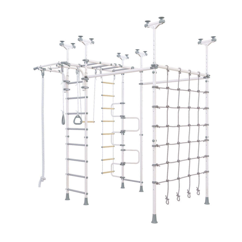 Jupiter Plus - Indoor Climbing Playset with Double Monkey Bars and Spider Net