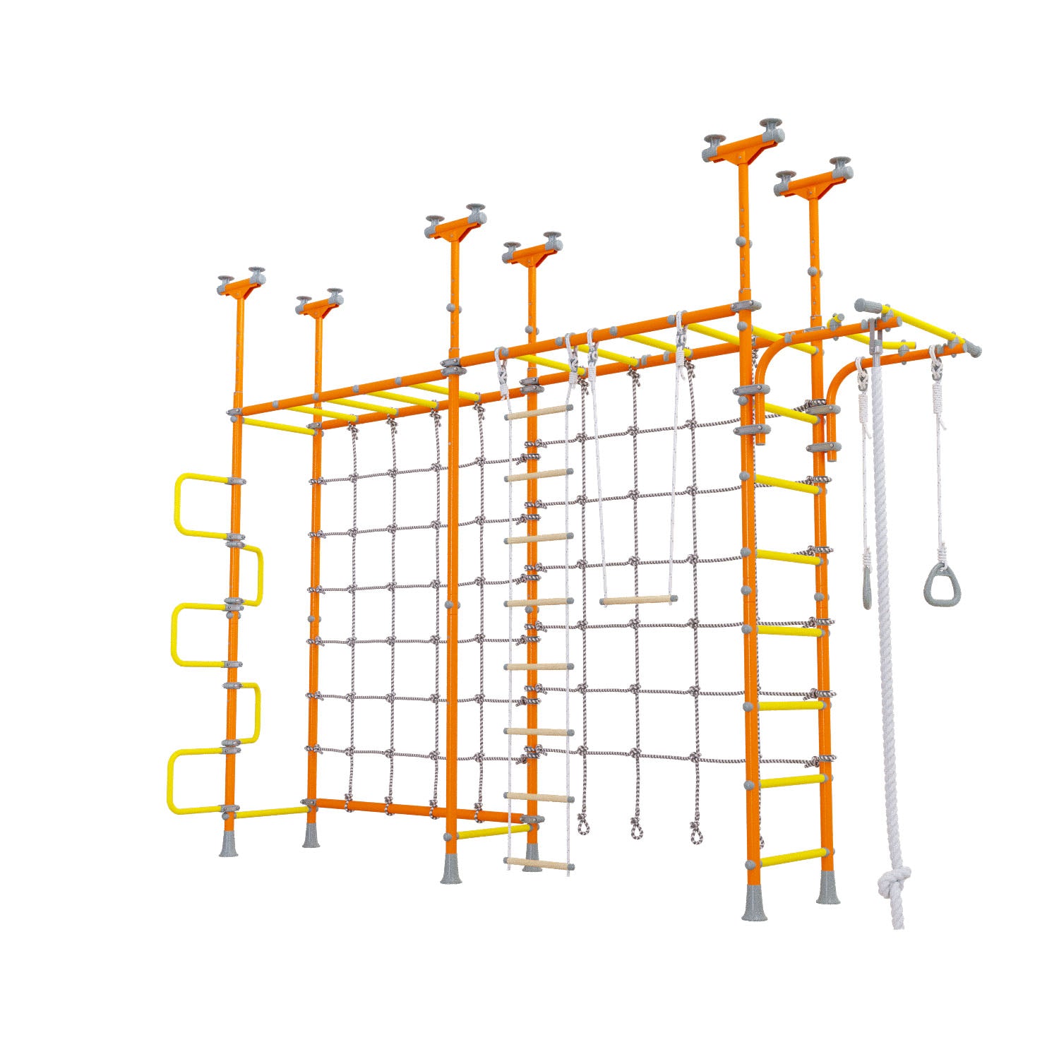 Cosmo - Indoor Climbing Playset with Double Monkey Bars and 2 Spider Nets