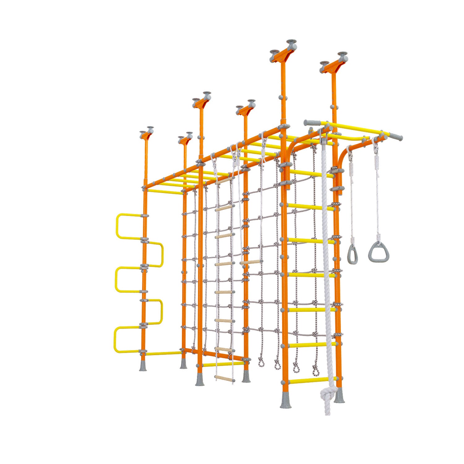 Cosmo - Indoor Climbing Playset with Double Monkey Bars and 2 Spider Nets