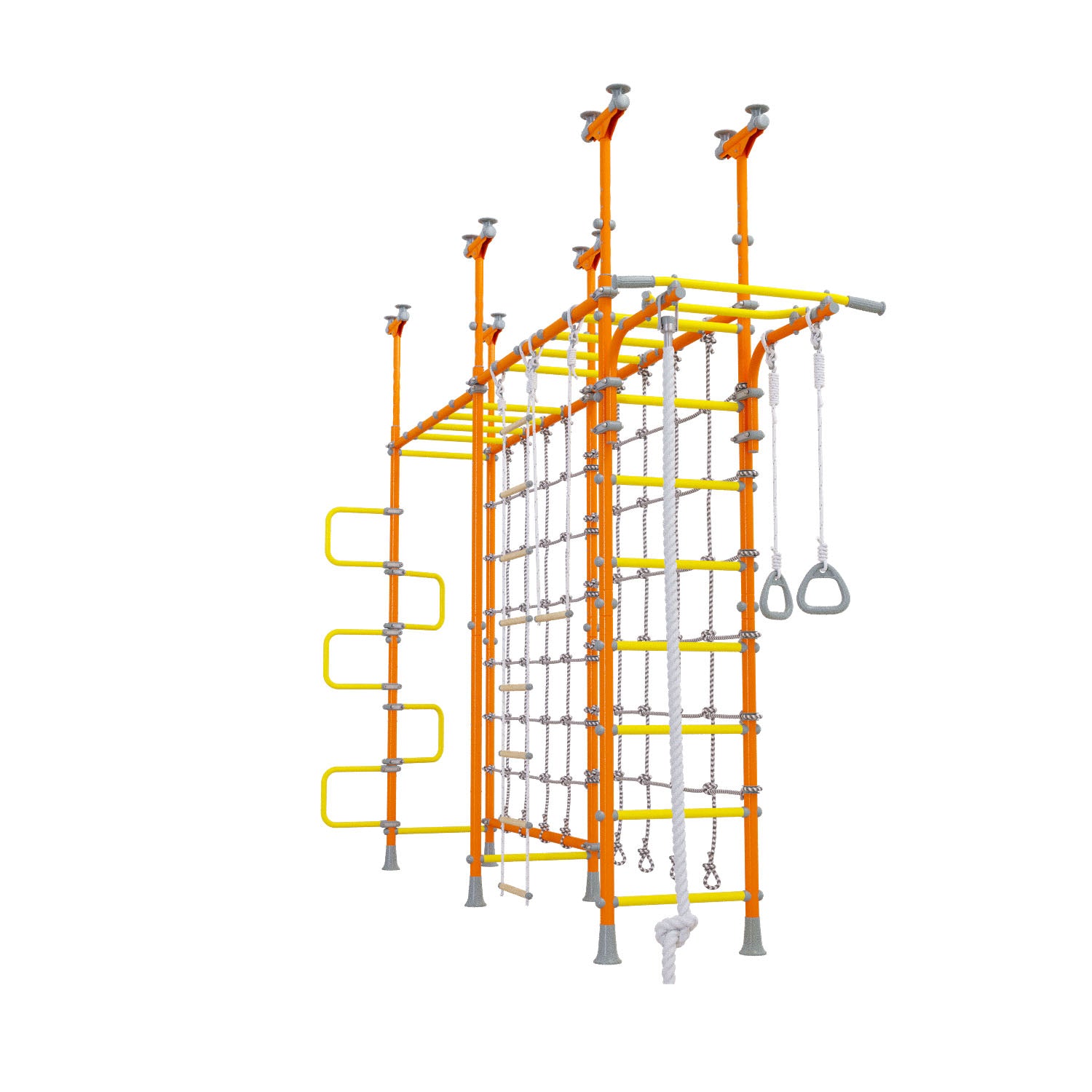 Cosmo - Indoor Climbing Playset with Double Monkey Bars and 2 Spider Nets