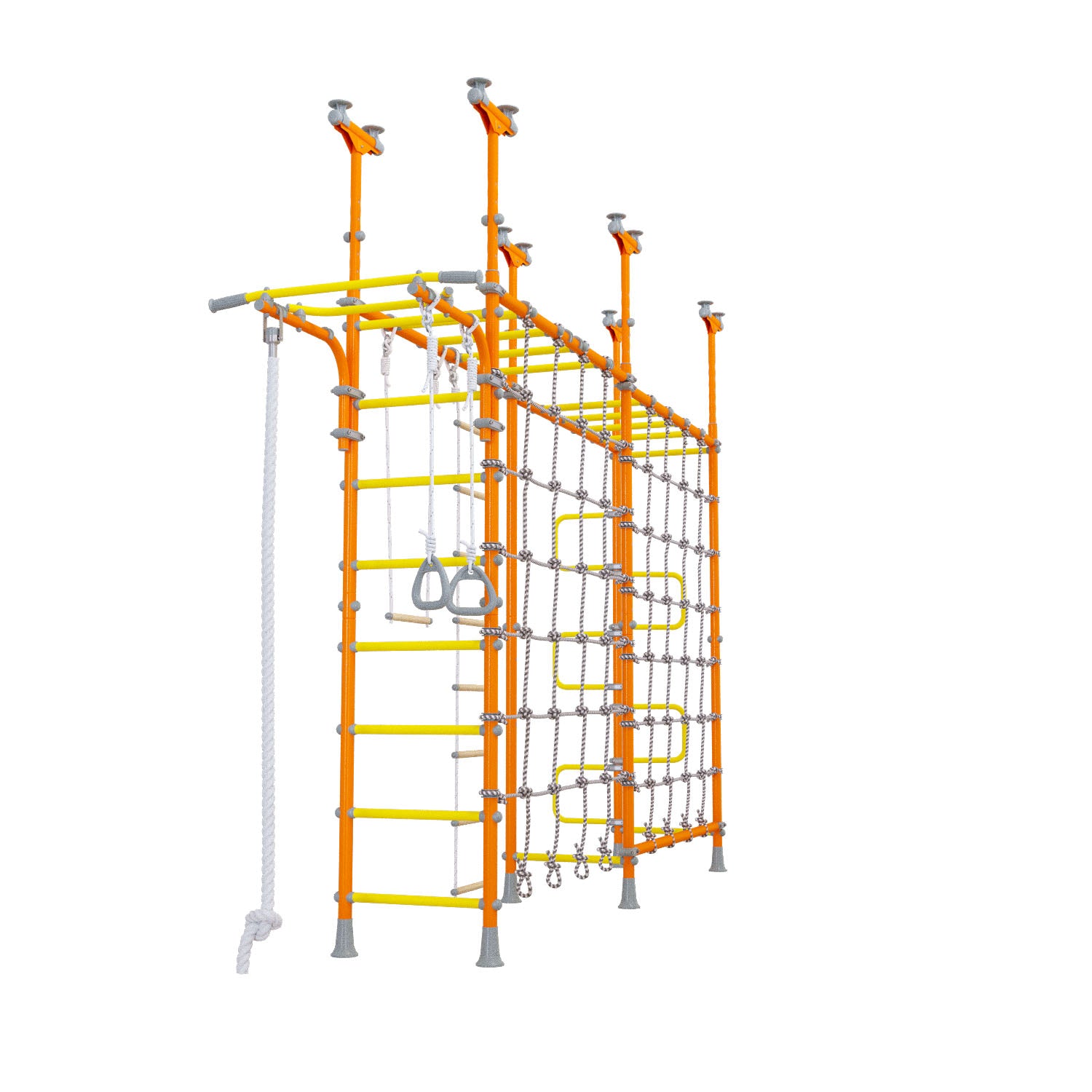 Cosmo - Indoor Climbing Playset with Double Monkey Bars and 2 Spider Nets