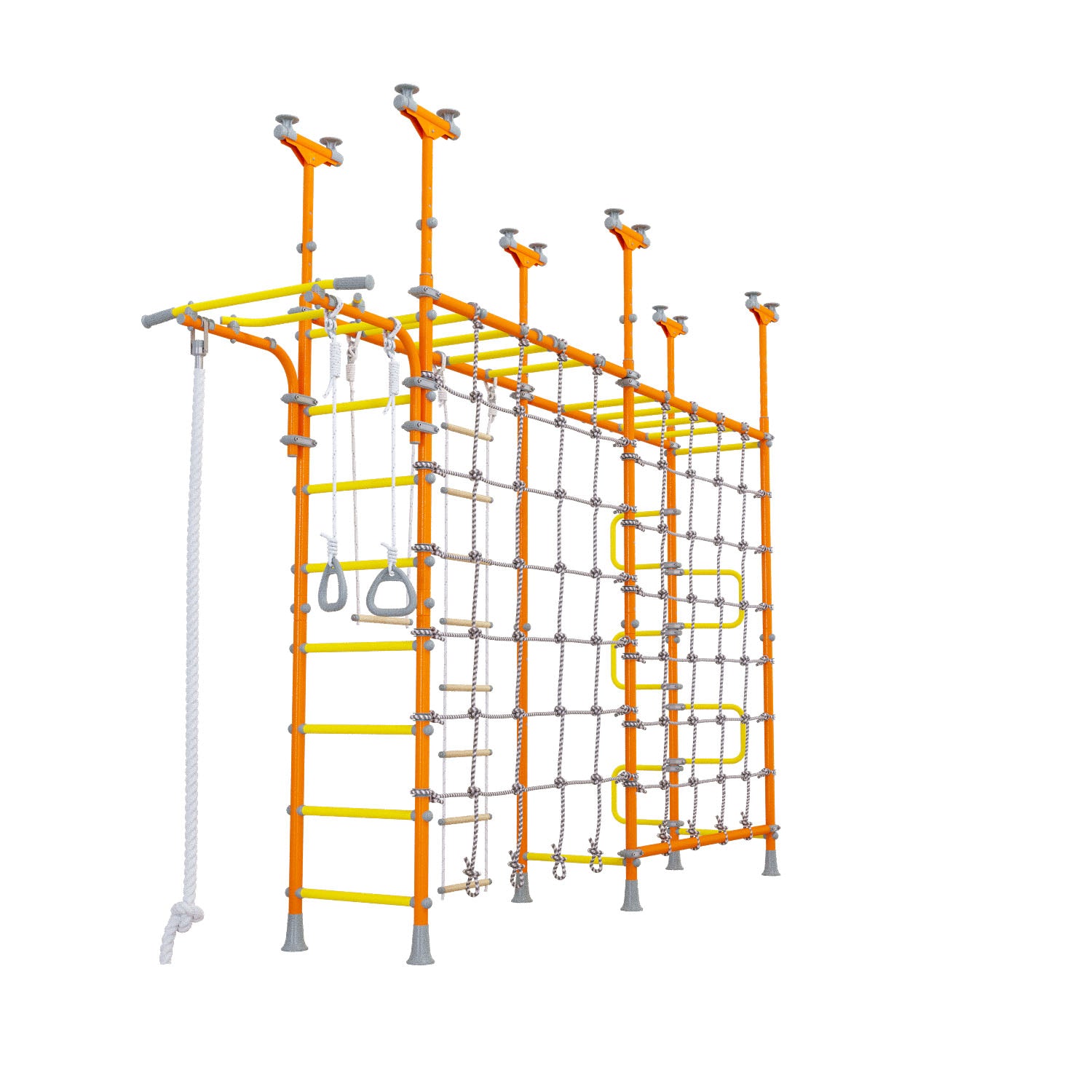 Cosmo - Indoor Climbing Playset with Double Monkey Bars and 2 Spider Nets