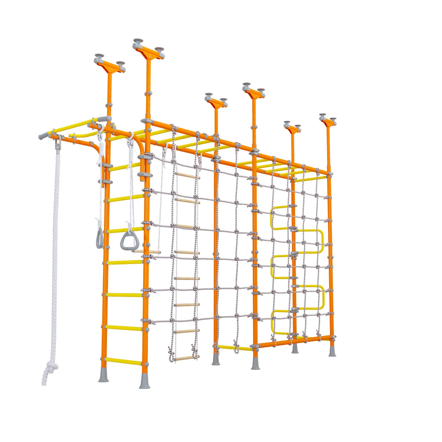 Cosmo - Indoor Climbing Playset with Double Monkey Bars and 2 Spider Nets