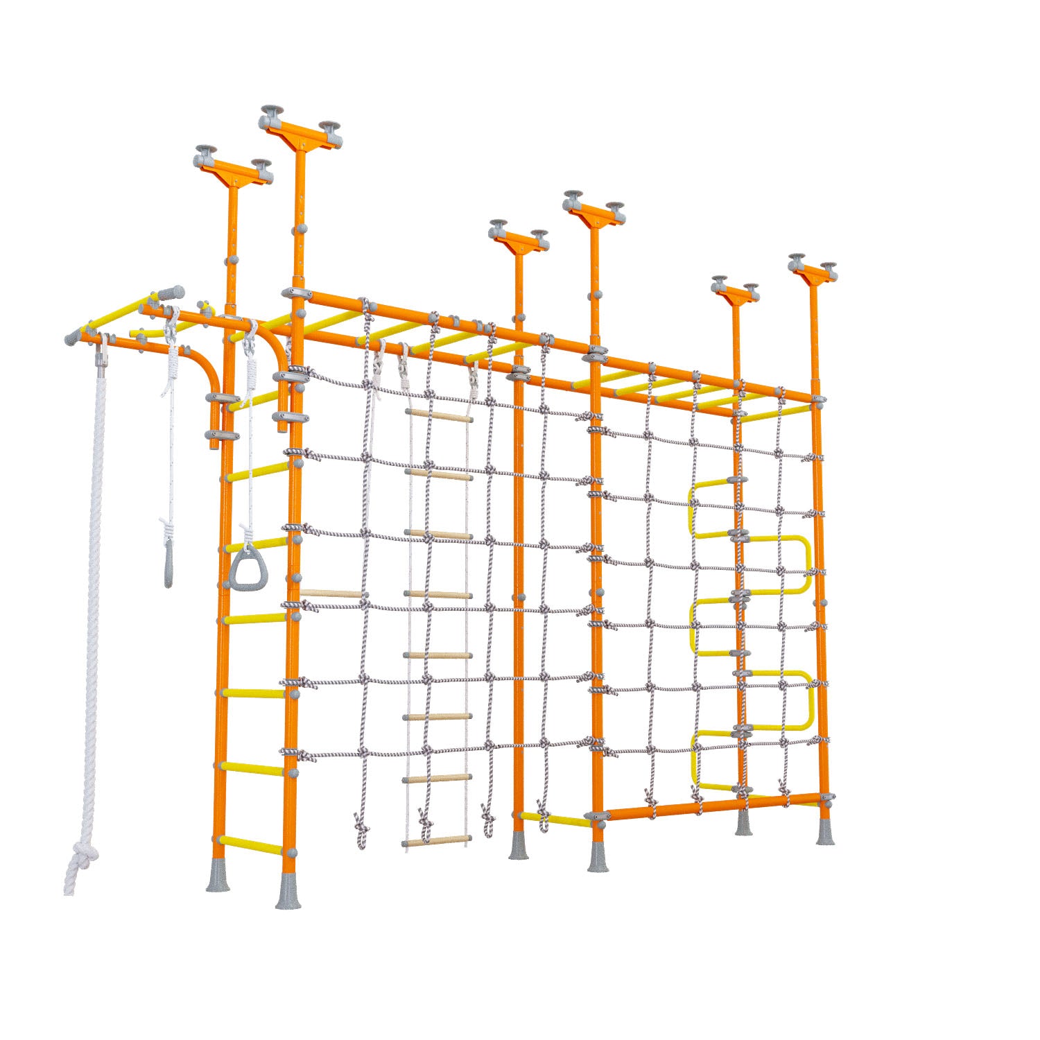 Cosmo - Indoor Climbing Playset with Double Monkey Bars and 2 Spider Nets