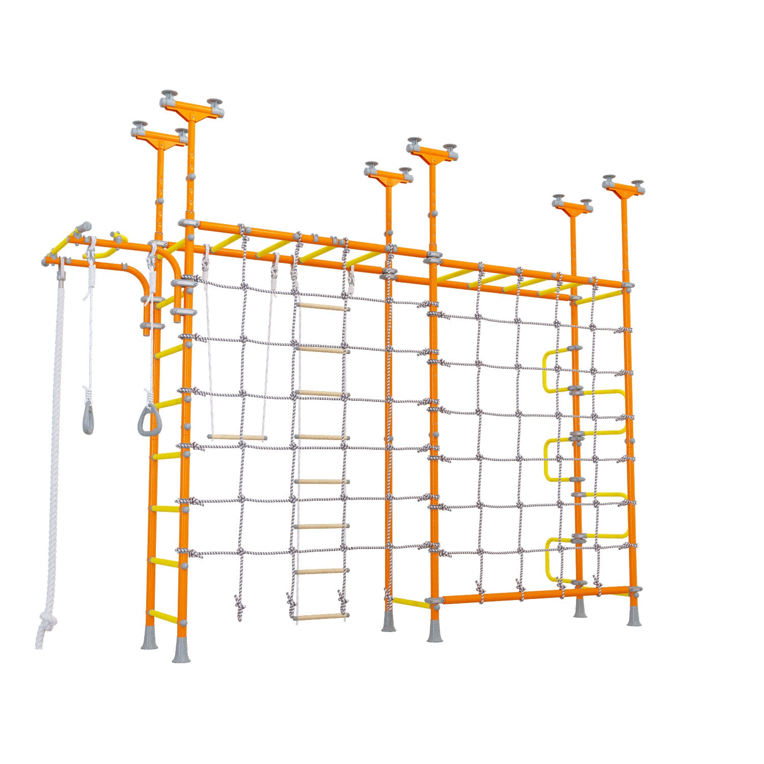 Cosmo - Indoor Climbing Playset with Double Monkey Bars and 2 Spider Nets