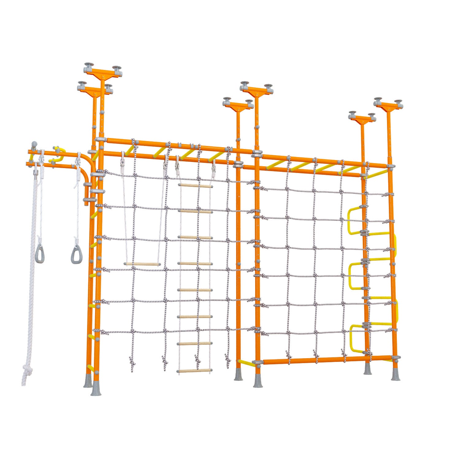 Cosmo - Indoor Climbing Playset with Double Monkey Bars and 2 Spider Nets