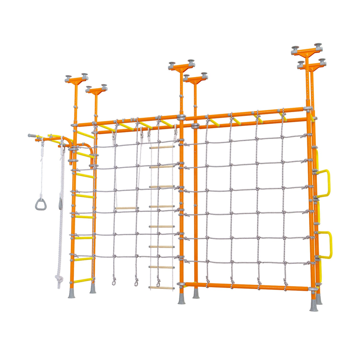 Cosmo - Indoor Climbing Playset with Double Monkey Bars and 2 Spider Nets