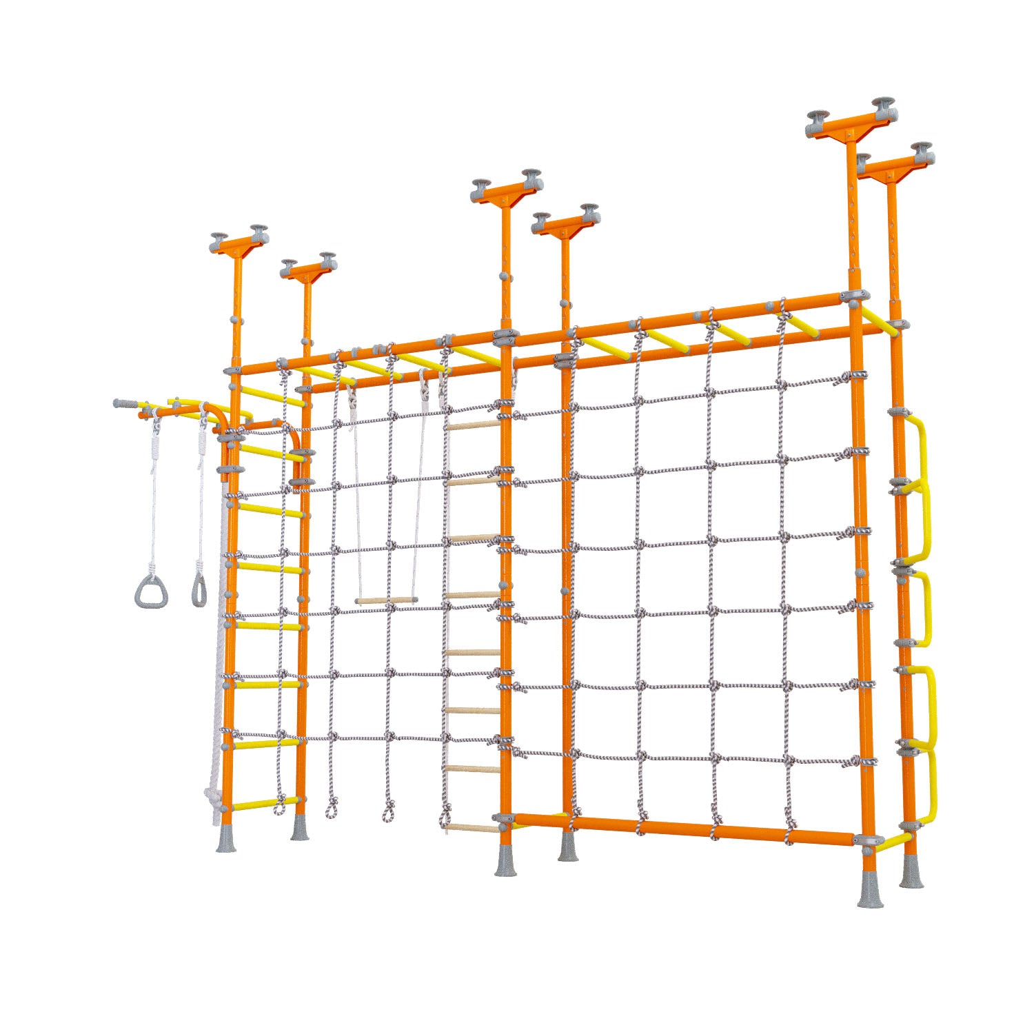 Cosmo - Indoor Climbing Playset with Double Monkey Bars and 2 Spider Nets