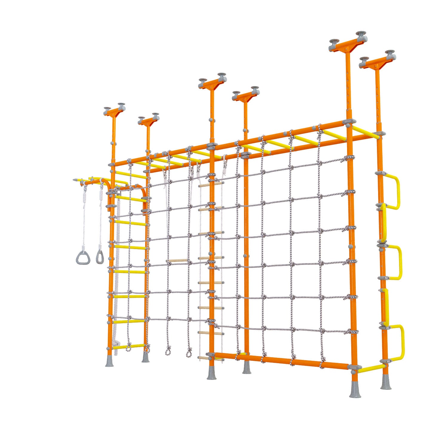 Cosmo - Indoor Climbing Playset with Double Monkey Bars and 2 Spider Nets