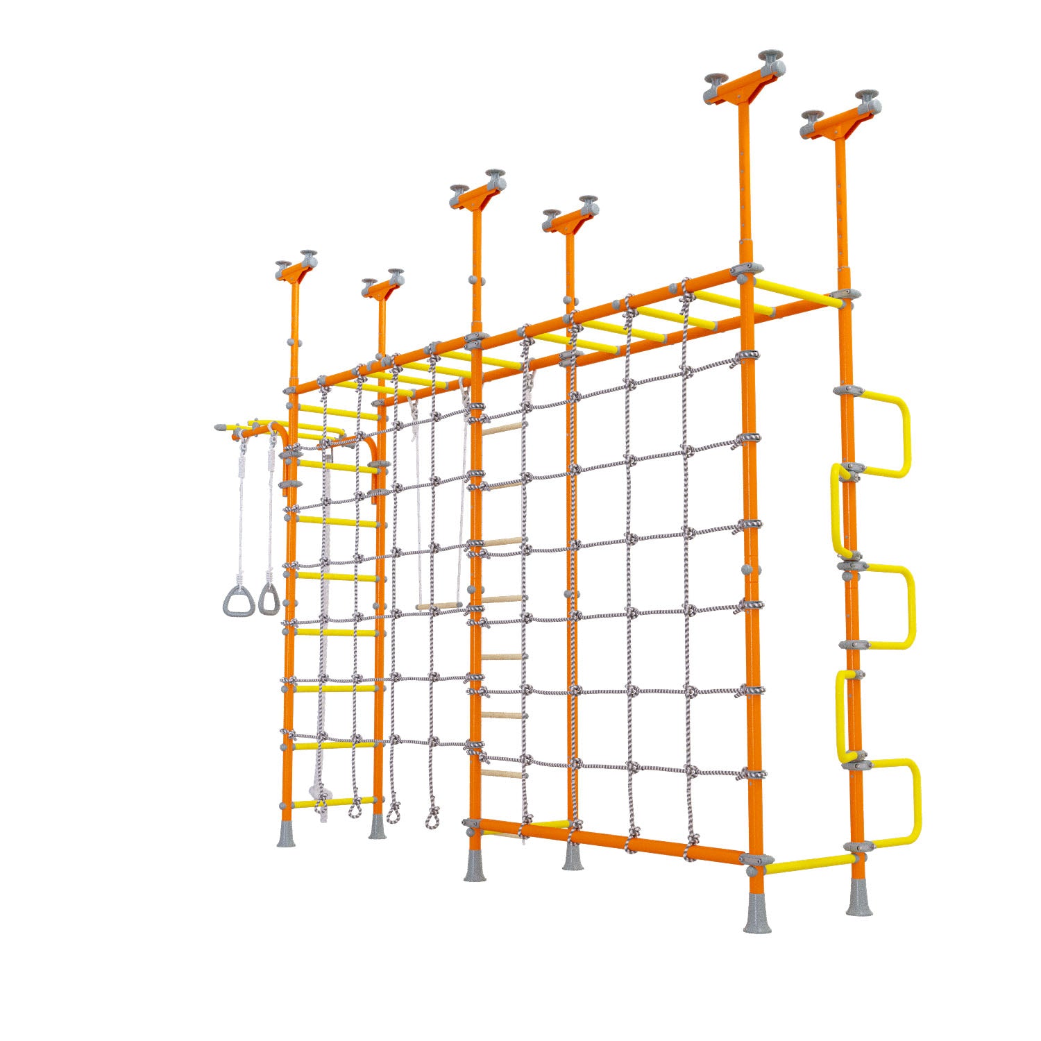 Cosmo - Indoor Climbing Playset with Double Monkey Bars and 2 Spider Nets