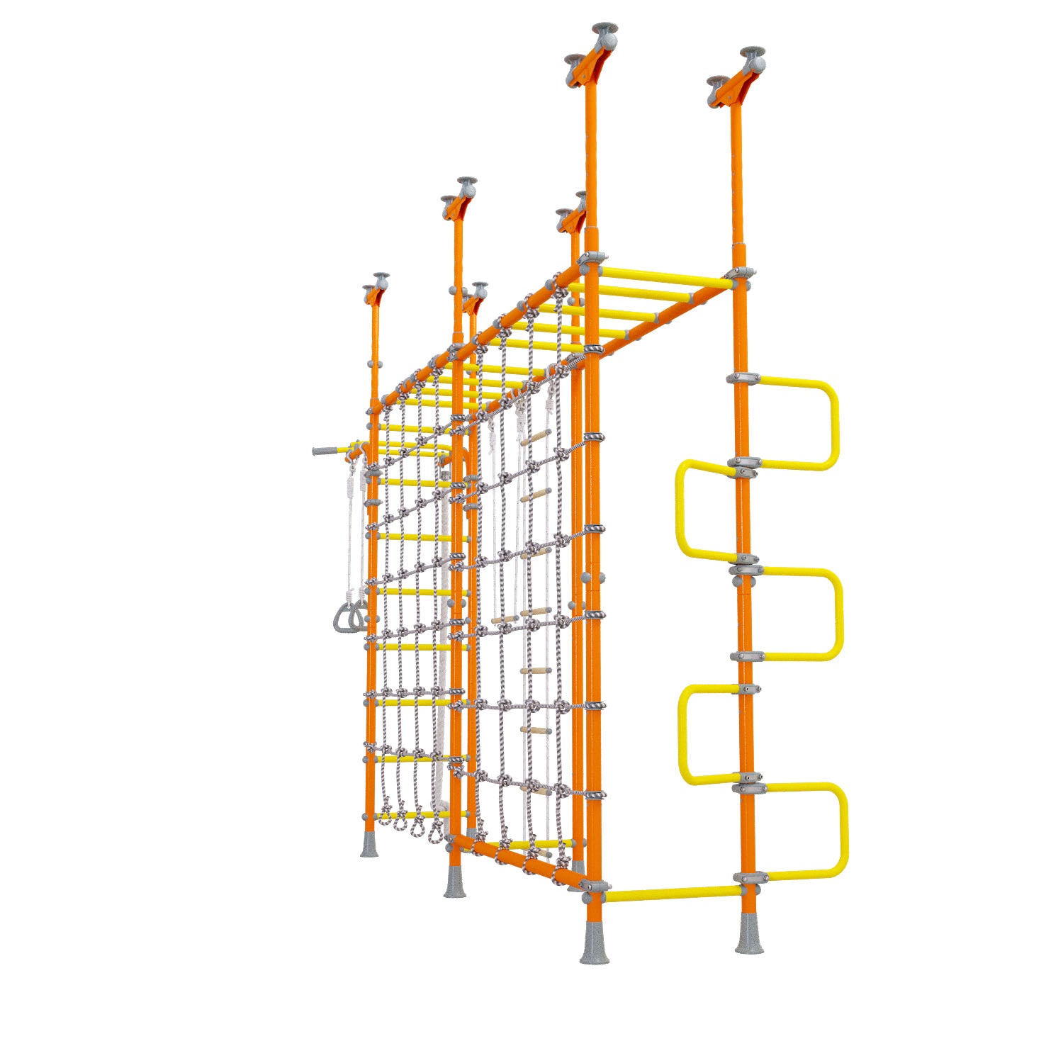 Cosmo - Indoor Climbing Playset with Double Monkey Bars and 2 Spider Nets