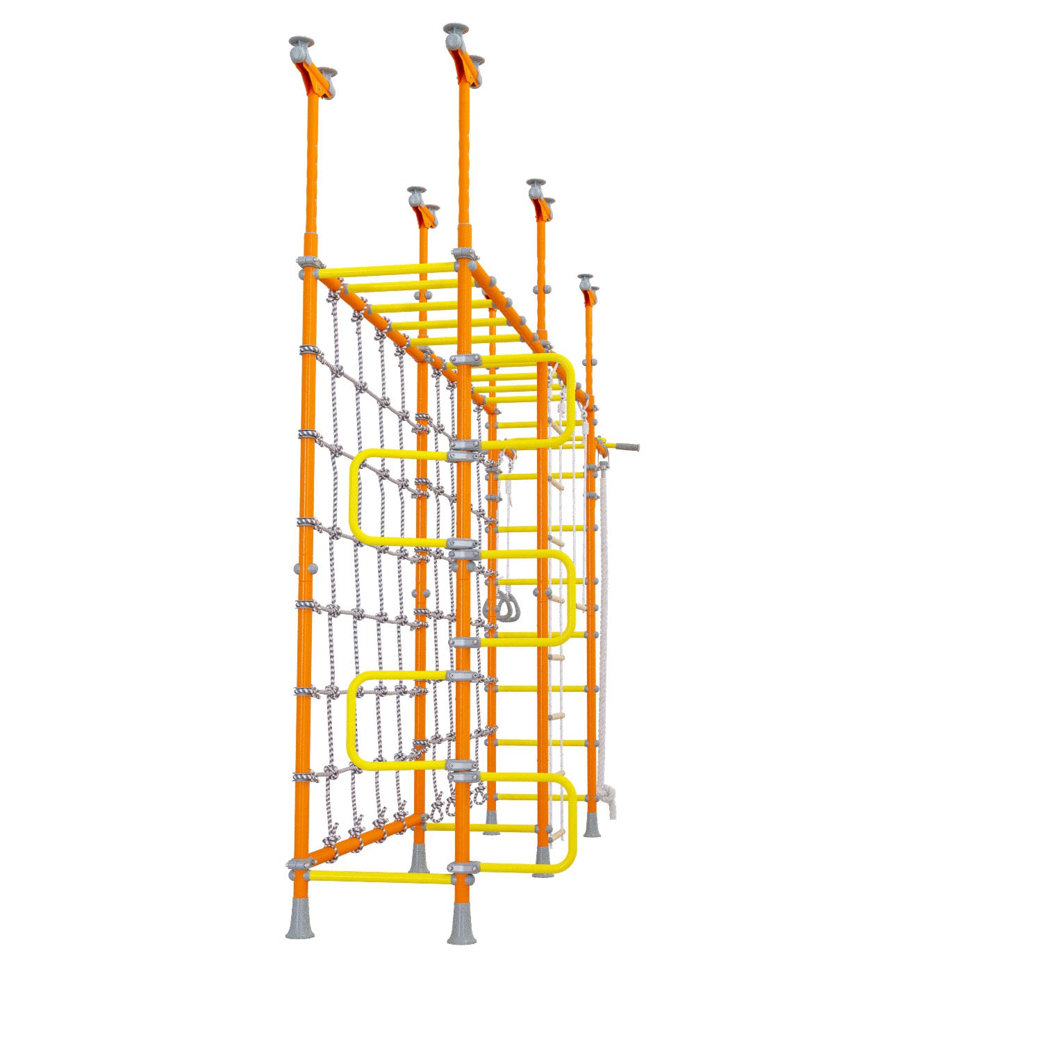 Cosmo - Indoor Climbing Playset with Double Monkey Bars and 2 Spider Nets