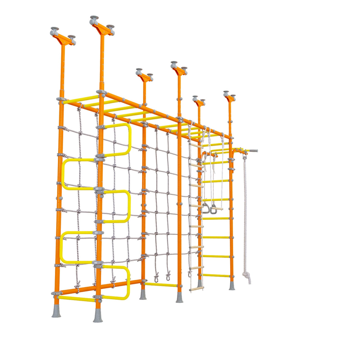 Cosmo - Indoor Climbing Playset with Double Monkey Bars and 2 Spider Nets