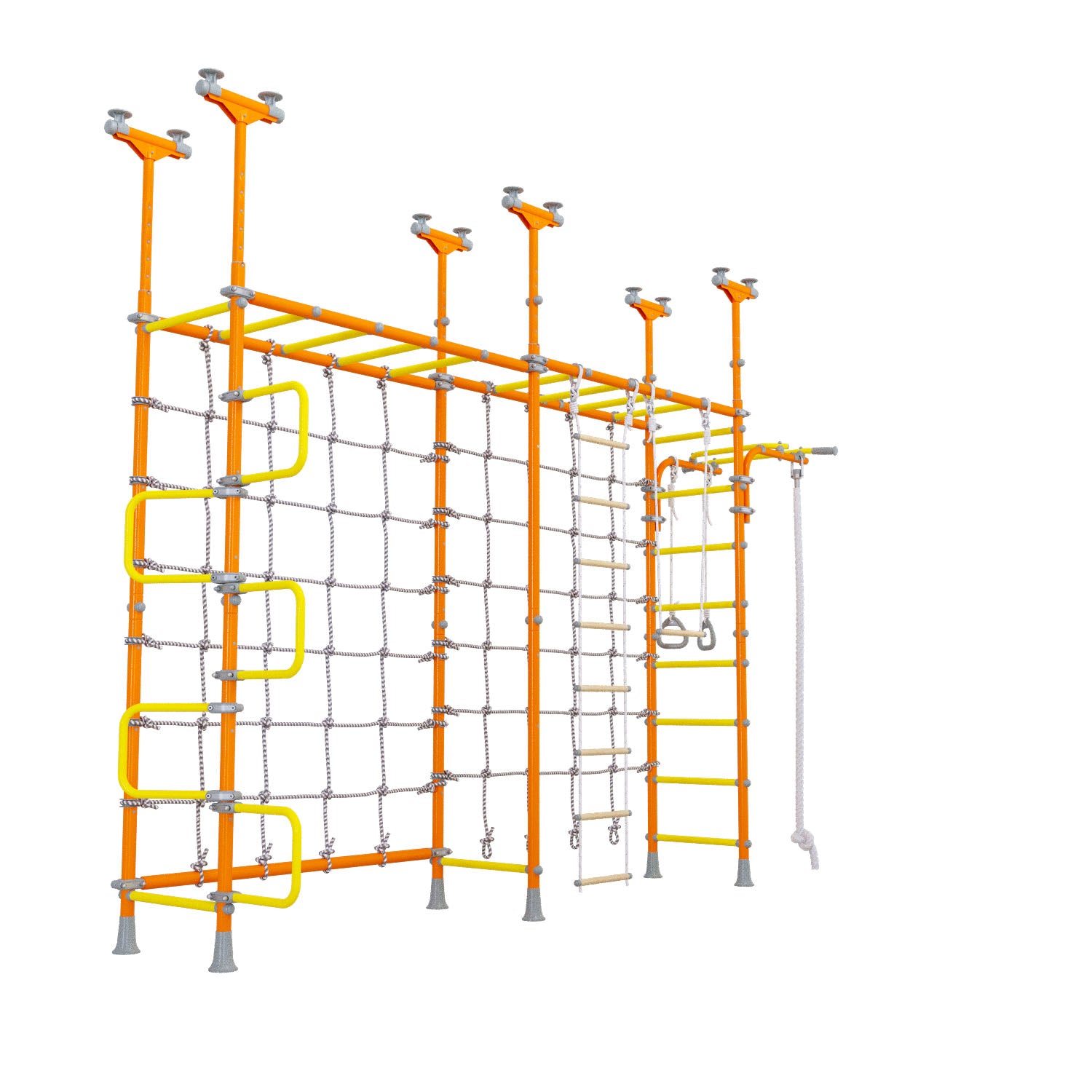 Cosmo - Indoor Climbing Playset with Double Monkey Bars and 2 Spider Nets