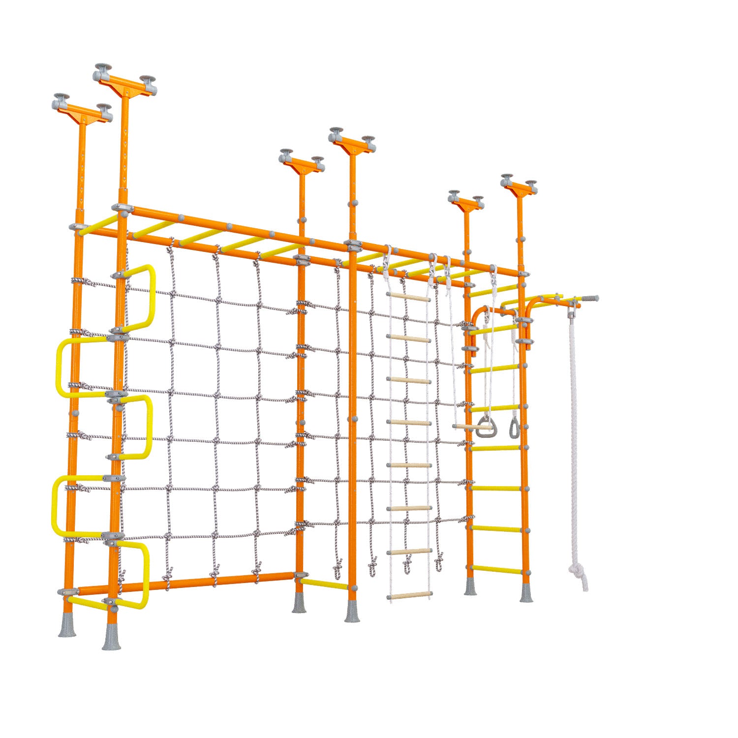 Cosmo - Indoor Climbing Playset with Double Monkey Bars and 2 Spider Nets