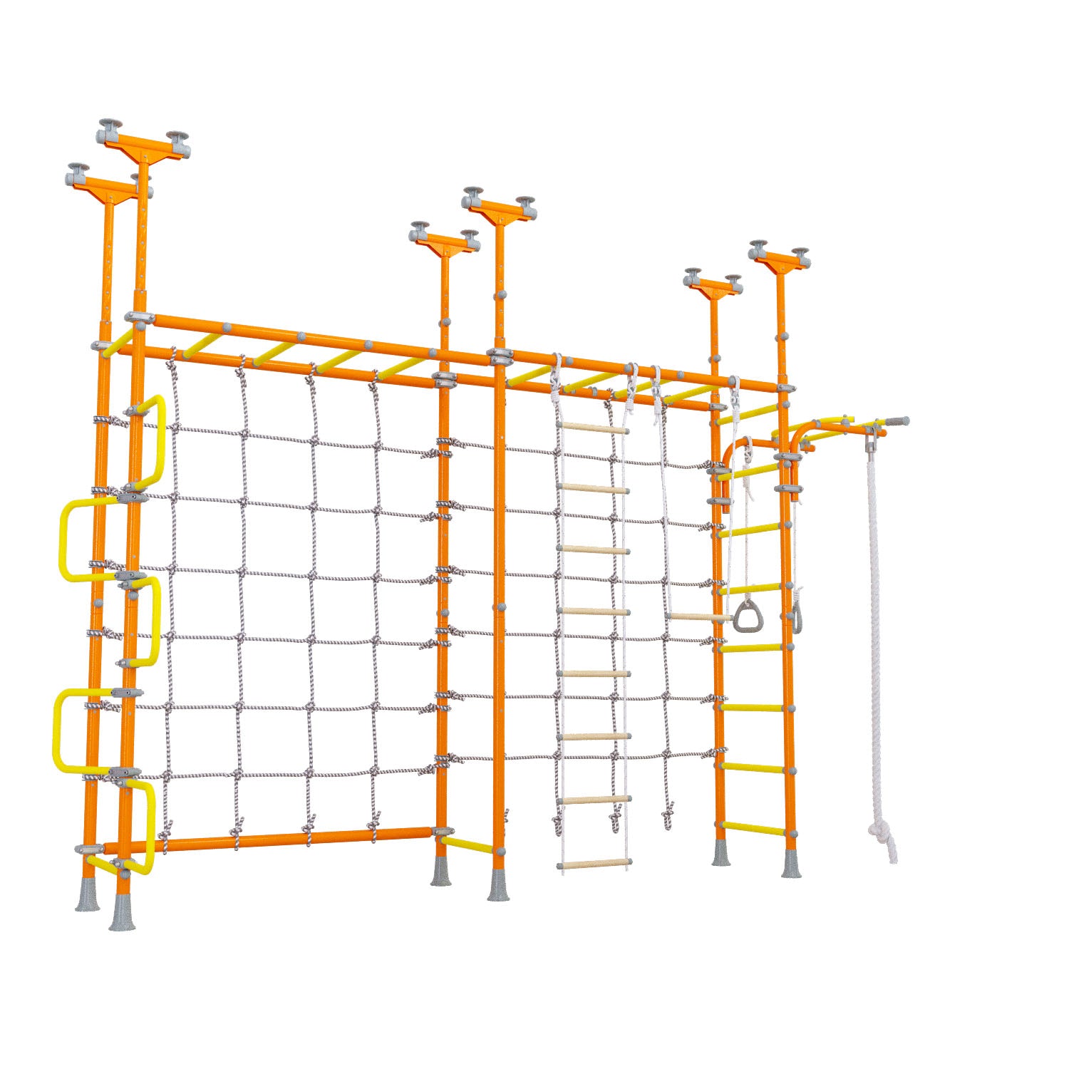 Cosmo - Indoor Climbing Playset with Double Monkey Bars and 2 Spider Nets