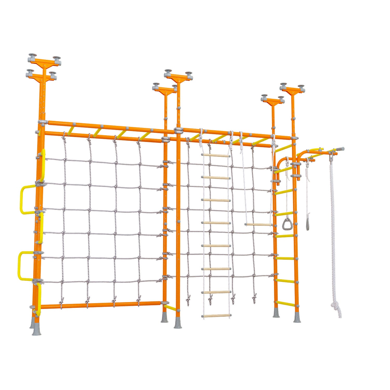 Cosmo - Indoor Climbing Playset with Double Monkey Bars and 2 Spider Nets