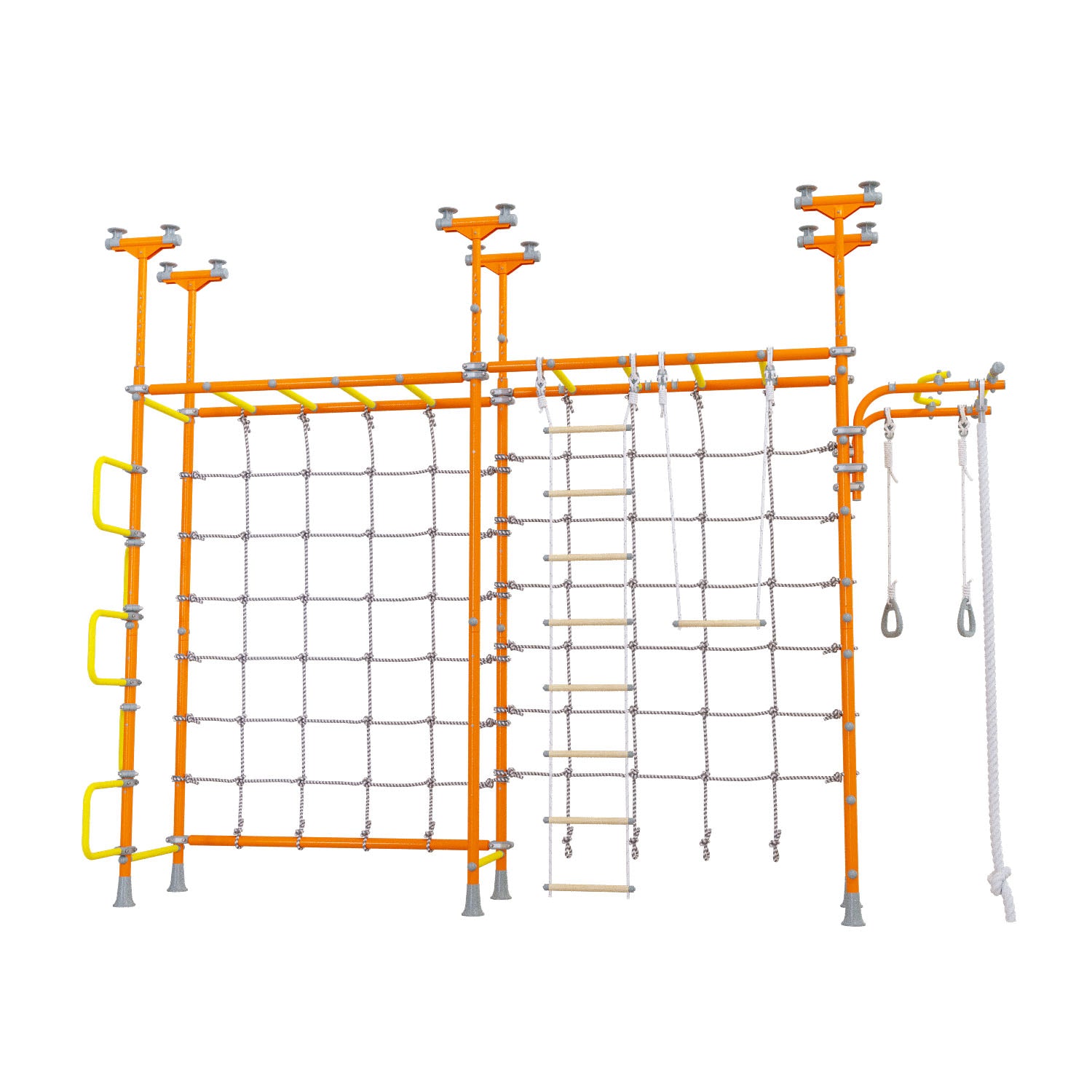 Cosmo - Indoor Climbing Playset with Double Monkey Bars and 2 Spider Nets