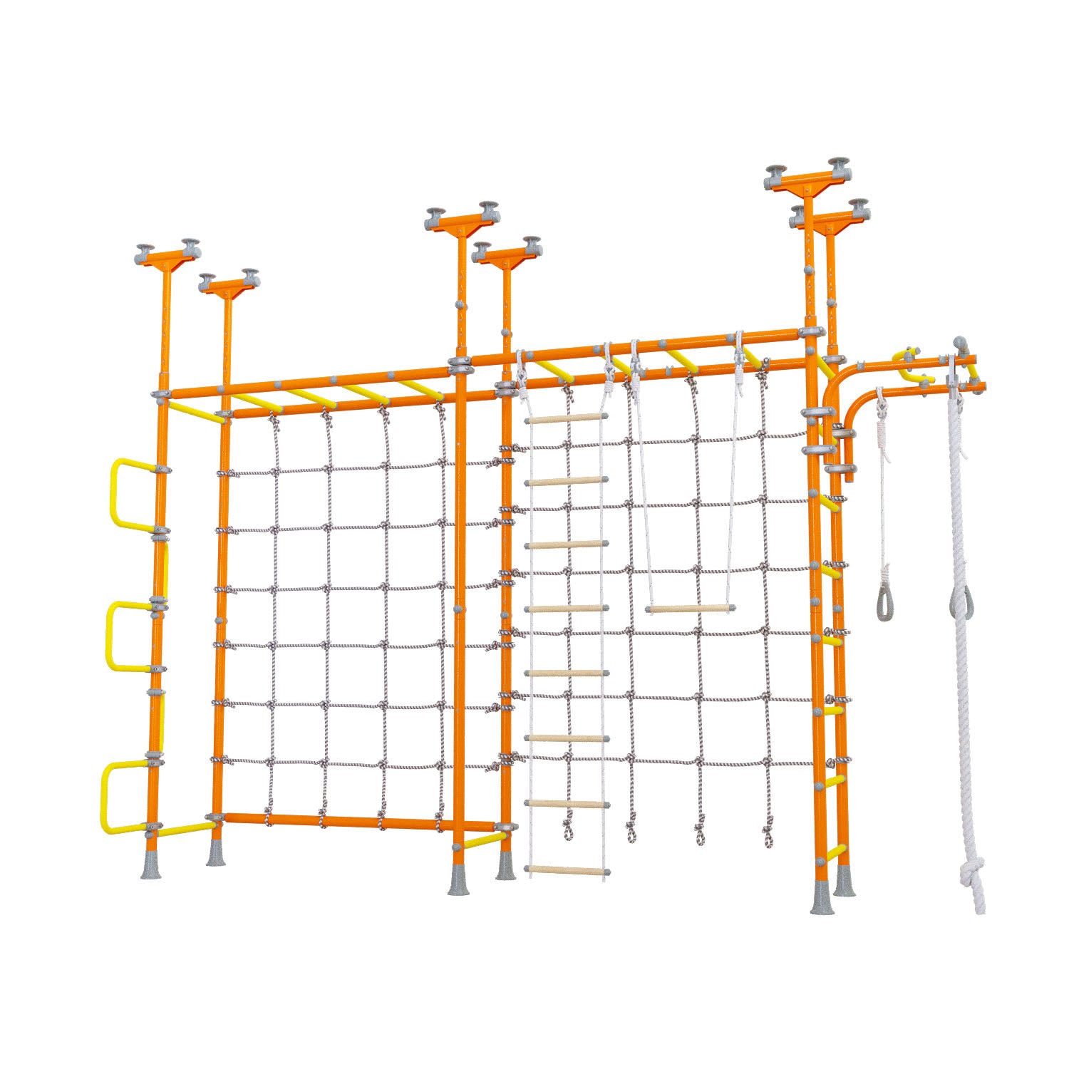 Cosmo - Indoor Climbing Playset with Double Monkey Bars and 2 Spider Nets