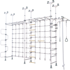 Cosmo - Indoor Climbing Playset with Double Monkey Bars and 2 Spider Nets