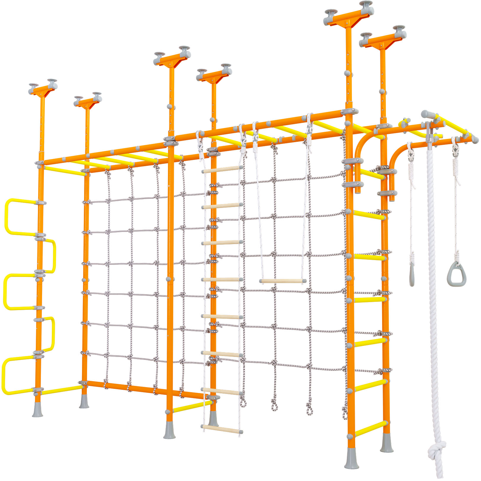 Cosmo - Indoor Climbing Playset with Double Monkey Bars and 2 Spider Nets