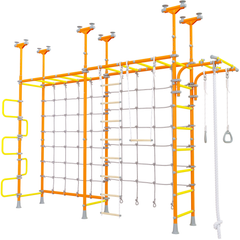 Cosmo - Indoor Climbing Playset with Double Monkey Bars and 2 Spider Nets