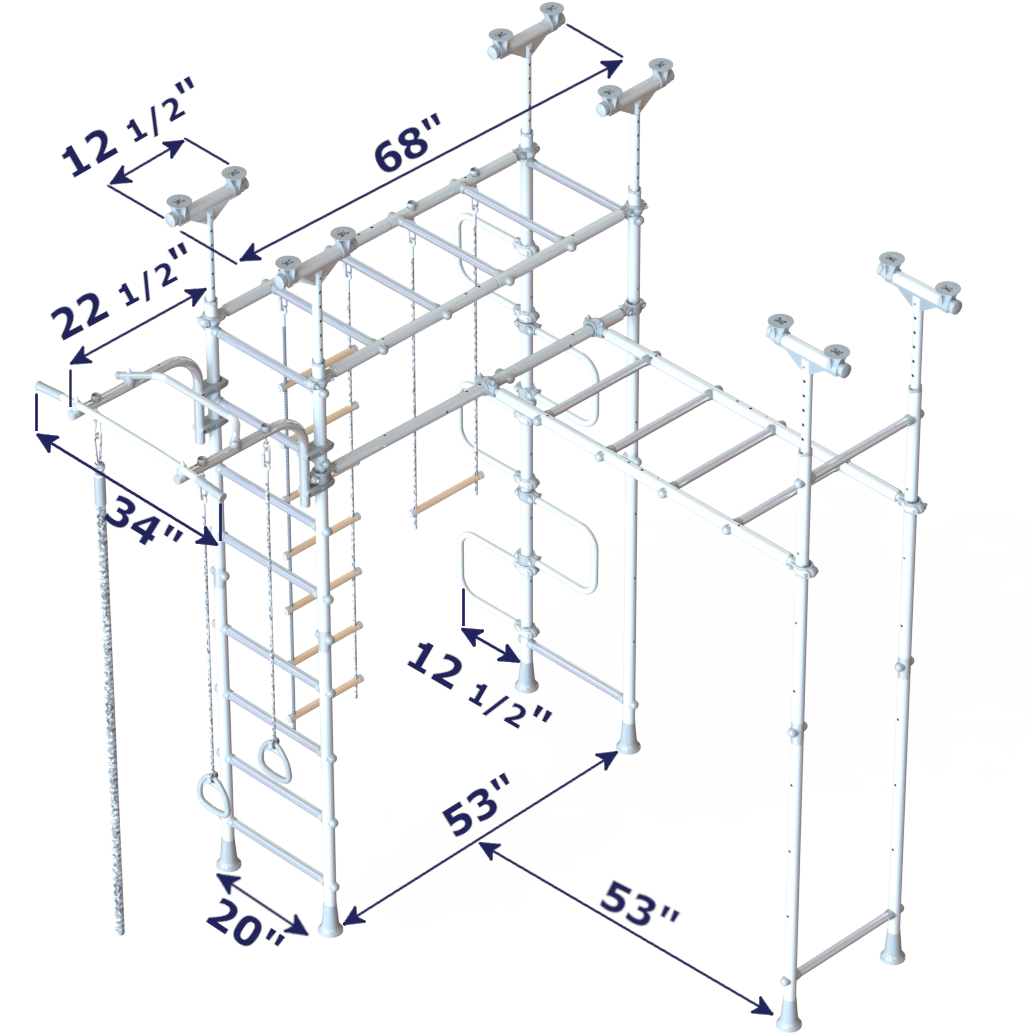 LIMIKIDS Saturn Grey Dimensions- Pegasus + Monkey bars extension